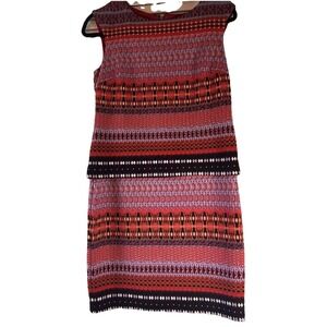 RM LL Size 8 Petite Red/orange/purple Pattern Dress